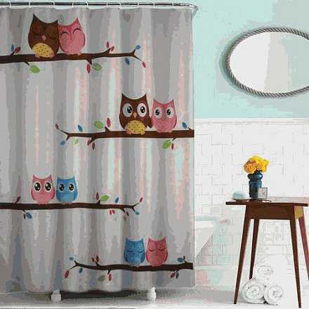 шторка д/в тканевая 180х200см "Совы" MZ-43