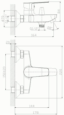смеситель ванна ROSSINKA картридж д.35мм S35-31