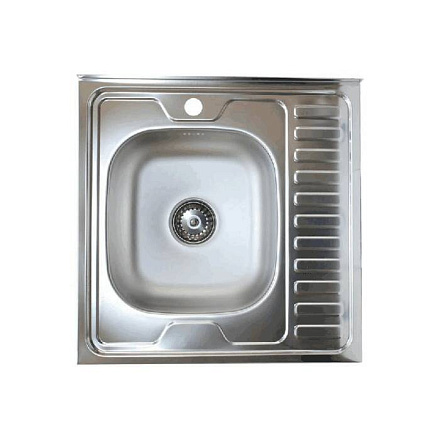 Мойка нерж AISI 430 накладн 600х600 0, 6мм лев б/сиф 1 1/2 Владикс L-403