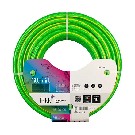шланг поливочный ПВХ армир. 20мм (3/4") бухта 25м FITT MINT салатовый, 4х сл, с анти-УФ оболочкой