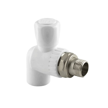 Кран шаровой PP-R бел Дн25х3/4" НР угл д/рад РосТурПласт 27860