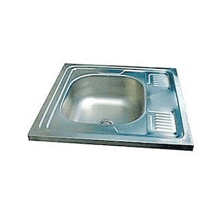 Мойка левосторонняя накладная 600х600х130мм сталь нержавеющая AISI 430 без сифона выпуск 1 1/2" TRIO