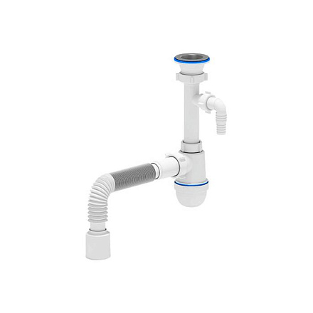 Сифон умыв/мойка бут 1 1/2"x50 гофр 40х50 отв нерж/сет Ани АНИ Пласт C0310