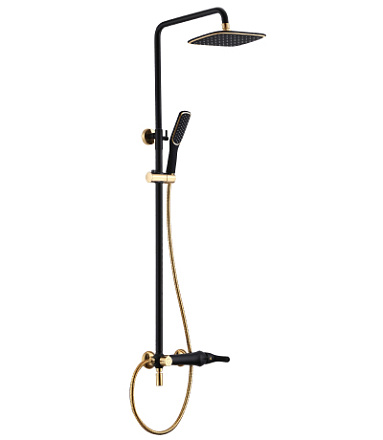 смеситель ванна LEMARK Swan картридж 35мм, лйека "тропический душ", чёрный/золото LM5462BG