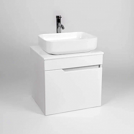 тумба Куба 1 дверь со столешницей L57 подвесная, белая 50, 2х57, 4х57, 6 без умывальника