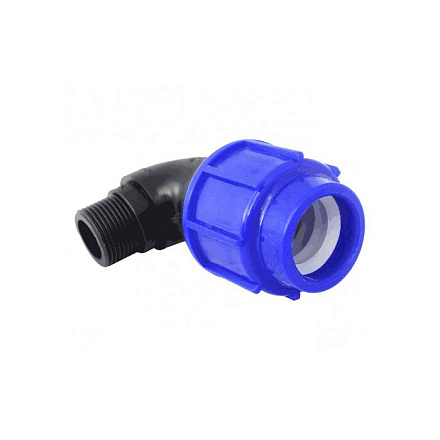 Отвод компресс ПЭ Дн50х1 1/4"х90гр НР Ру16 ТПК-АКВА 50015114
