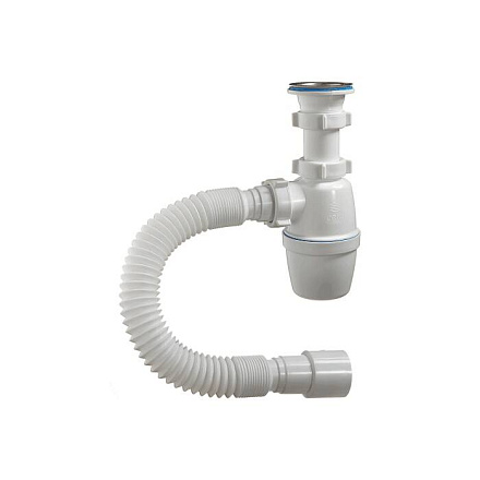 Сифон умыв/мойка бут 1 1/2"x40 гофр 40х40/50 нерж/сет Орио А-4001