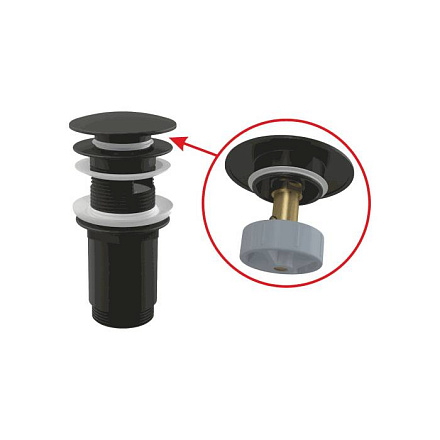 Клапан донный умыв с/пер 1 1/4" лат чер мат Alca A392BLACK