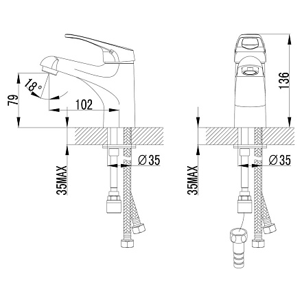 смеситель умывальник LEMARK Atlantiss с лейкой для биде, хром LM3216C