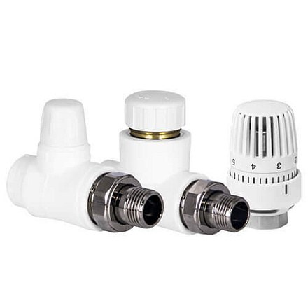 Комплект ТЕВО №1 1/2 (Терм.прям.с колпачком 20x1/2, кл.запорный прям. 20x1/2, терм. головка) (1/17)