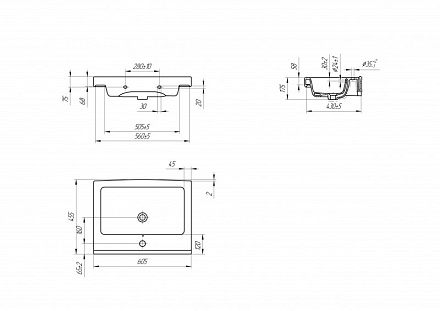 Умывальник универсальный GRAND 60 1 отв. Cersanit