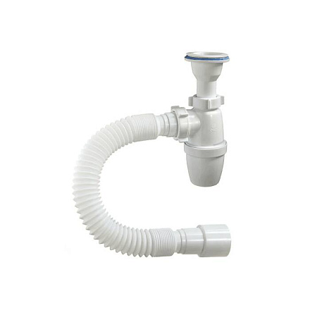 Сифон умыв бут лит/вып 1 1/2"x40 гофр 40х40/50 пласт/сет Орио А-72019