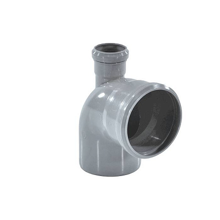 Отвод PP-H с выходом сер б/н Дн110х50х87гр фрон-ввер в/к РосТурПласт 36651