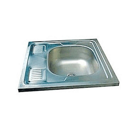 Мойка правосторонняя накладная 600х600х130мм сталь нержавеющая AISI 430 без сифона выпуск 1 1/2" TRI