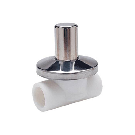 Клапан PP-R бел запорн хром Дн20х90гр Ру25 РосТурПласт 10539