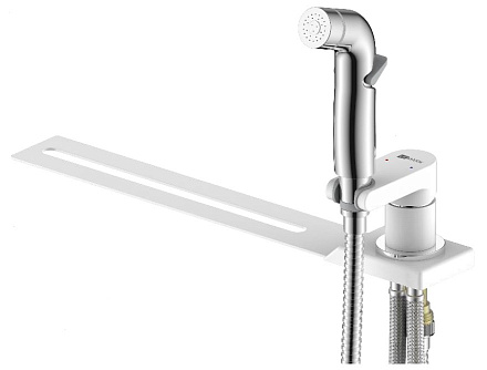 смеситель накладной LEMARK Solo картридж 25мм, с гигиеническим душем, хром/белый LM7170CW