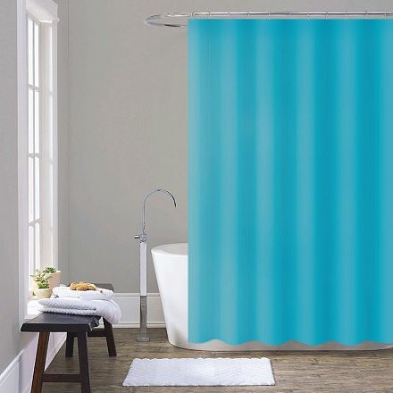 шторка для ванны PEVA однотонная 180х200см голубая MZ-408