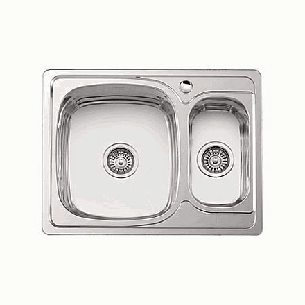 мойка нерж.врез. LEDEME 630*500*180 (0, 8мм) выпуск 3 1/2" ДВОЙНАЯ ГЛЯНЦЕВАЯ L96350B