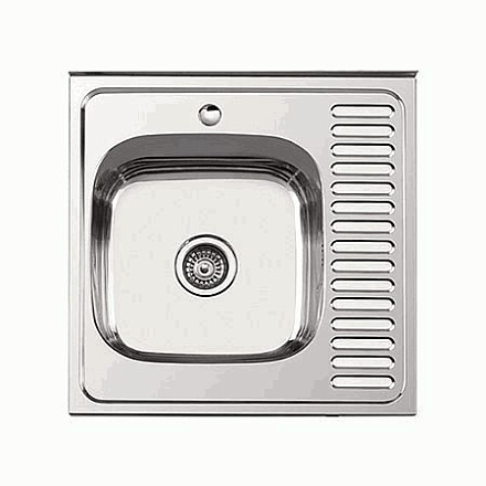 мойка нерж.накл. LEDEME 600*600*180 (0, 8мм) выпуск 3 1/2" левая чаша ДЕКОР L66060-L