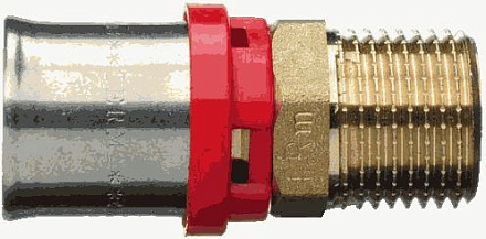 пресс соединитель 20*1/2" с нар.резьбой красн.кольцо TRm 02012