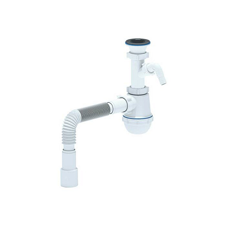 Сифон умыв/мойка бут 1 1/2"x40 гофр 40х40/50 отв нерж/сет Ани Грот АНИ Пласт A1015