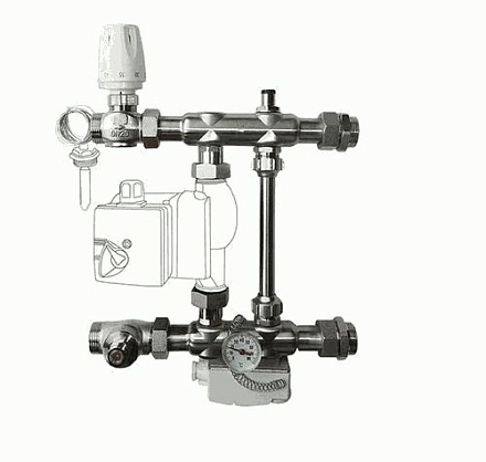 смесительный узел для теплого пола с насосом TeRma (14161)