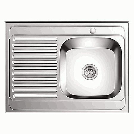 мойка нерж.накл. LEDEME 800*600*180 (0, 8мм) выпуск 3 1/2" правая чаша ГЛЯНЦЕВАЯ L98060-R