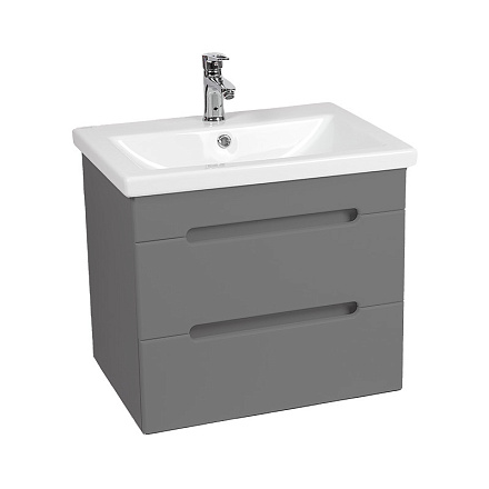 тумба Марсель (COMO 60/Адриана 60) 2 ящика подвесная, графит 43х56х50 без умывальника