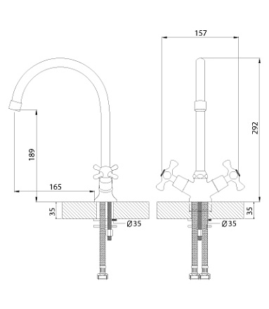 смеситель кухня ROSSINKA высокий излив , H02-72R