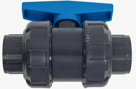 Кран ПВХ под клеевое соед шаровой Дн 32 Ру16 напорный (уплотнение TPV, остальное EPDM) с муфтовым ок