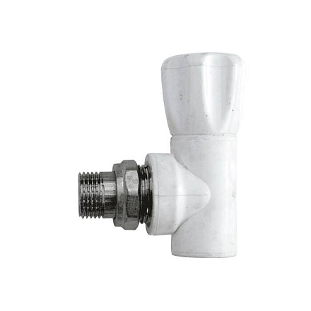 Клапан PP-R бел запорн Дн20х1/2" Ру25 НР угл д/рад РосТурПласт 10533