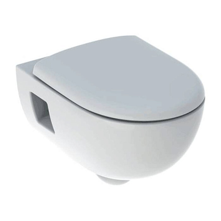 Унитаз подвесной горизонтальный выпуск с сиденьем дюропласт микролифт Renova T54 Rimfree Geberit 500