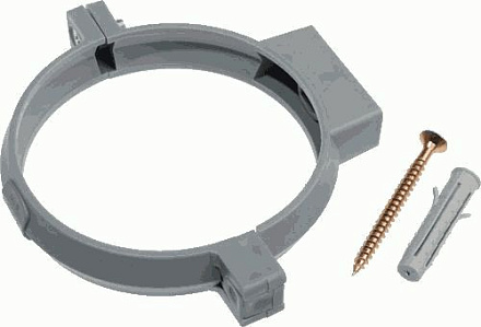 хомут пластм. с дюбелем для трубы 110-115мм с саморезом