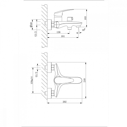 смеситель ванна LEMARK Linara с коротким изливом, картридж 35мм, хром LM0414C