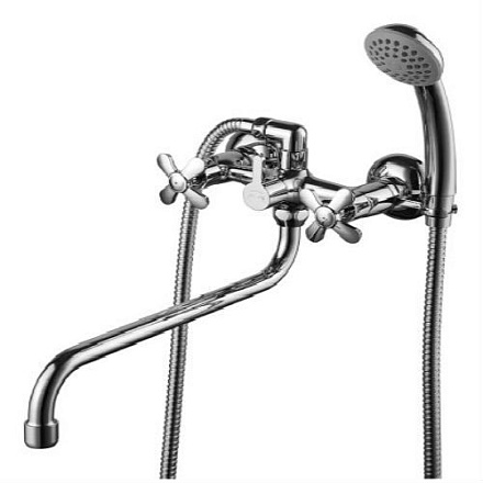 смеситель ванна LEMARK Partner с круглым изливом 300мм, дивертер с керам. LM6541C