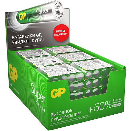 Алкалиновые батарейки GP Super Alkaline G-Tech 24А ААA - 4 шт. в пленке (24 в кор)