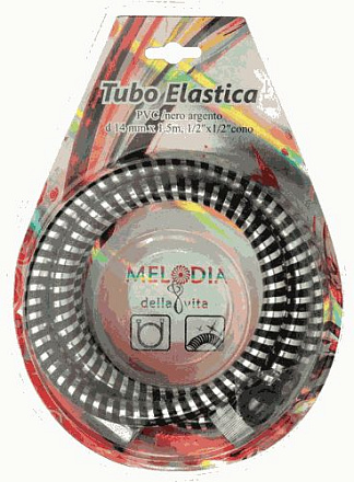 шланг д/душа MELODIA EXTRA ELASTIC BLACK SILVER 1/2"*1/2" конус d14мм L150см MKP34429BL_sb