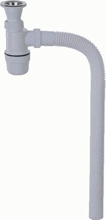 сифон д/мойки VIR 1.1/2"х40 с нерж.чашкой, гибкой трубой 40х40 арт.0114
