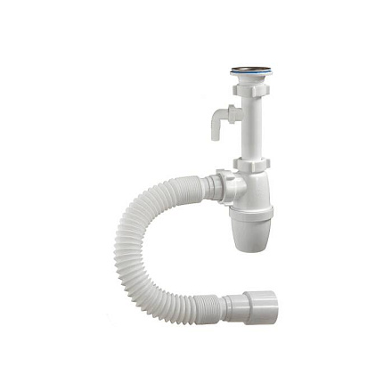 Сифон умыв бут 1 1/4"x40 гофр 40х40/50 отв нерж/сет Орио А-32079