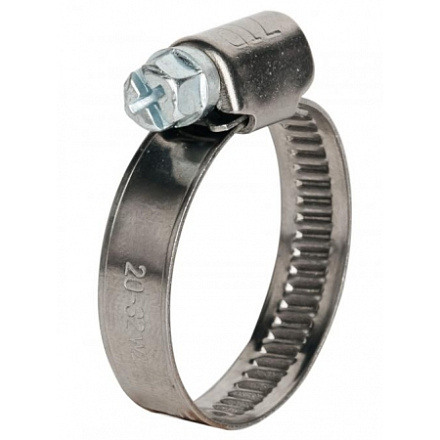 Хомут червячный 20-32/9 W2 из нерж. стали, под отвертку WM/100 шт/