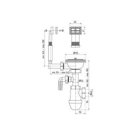 Сифон мойки бут ж/пер 3 1/2"x40 отв нерж/сет Ани АНИ Пласт C0147