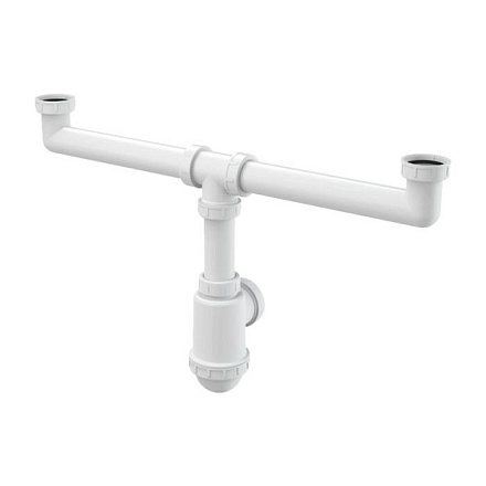 Сифон мойки 2чаши бут б/вып 1 1/2"x40/50 Alca A448-DN50/40