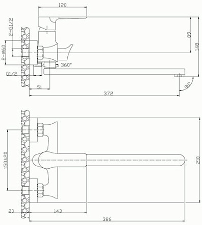 смеситель ванна ROSSINKA картридж 35мм с поворотным изливом 350мм перламутр/хром RS35-32PC 