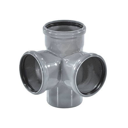 Крестовина PP-H 2-пл сер б/н Дн110х110х110х87гр в/к РосТурПласт 36539