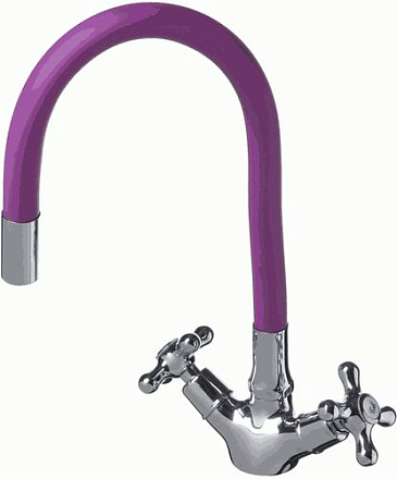смеситель кухня Ex-Promt Cross 1/2" керам. с гайкой, гиб. изл, purple Ex102.2-01 лат. (без подводки)