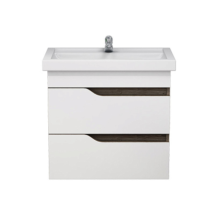 тумба Лотос 60 (Фостер 60) DB2 подвесная, дуб темный/белая без умывальника