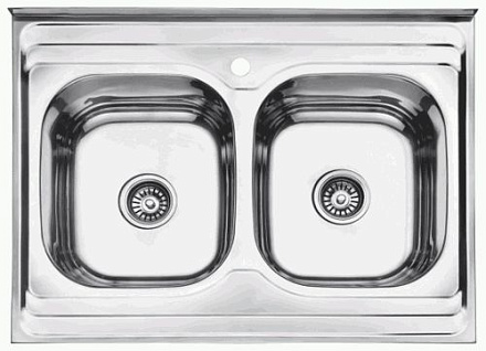 мойка нерж.накл. LEDEME 800*600*170 (0, 6мм) выпуск 3 1/2" ДВОЙНАЯ ГЛЯНЦЕВАЯ L98060B-6