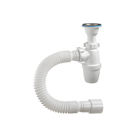 Сифон умыв бут лит/вып 1 1/4"x40 гофр 40х40/50 нерж/сет Орио А-32089