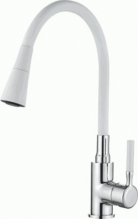 смеситель кухня LEDEME силиконовый излив белый/хром L4199-3