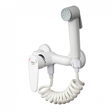 смеситель душ MELODIA Moderno/Модерн картридж д.35мм с гиг.лейкой и держ.на корпусе белый MDV35151wt
